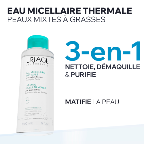 EAU MICELLAIRE THERMALE –  PEAUX MIXTES À GRASSES